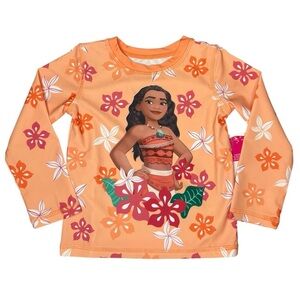 NWT Disney Princess Moana Tropical Long Sleeve Rash Guard Size 2T